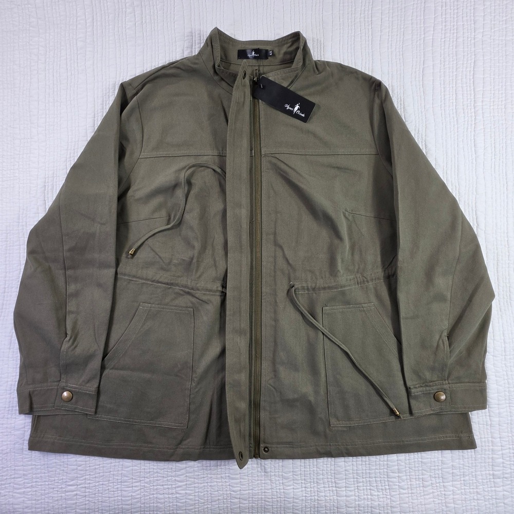 Agnes Orinda Women Plus Size 4X Olive Green Utility Field Jacket 100% Cotton NWT